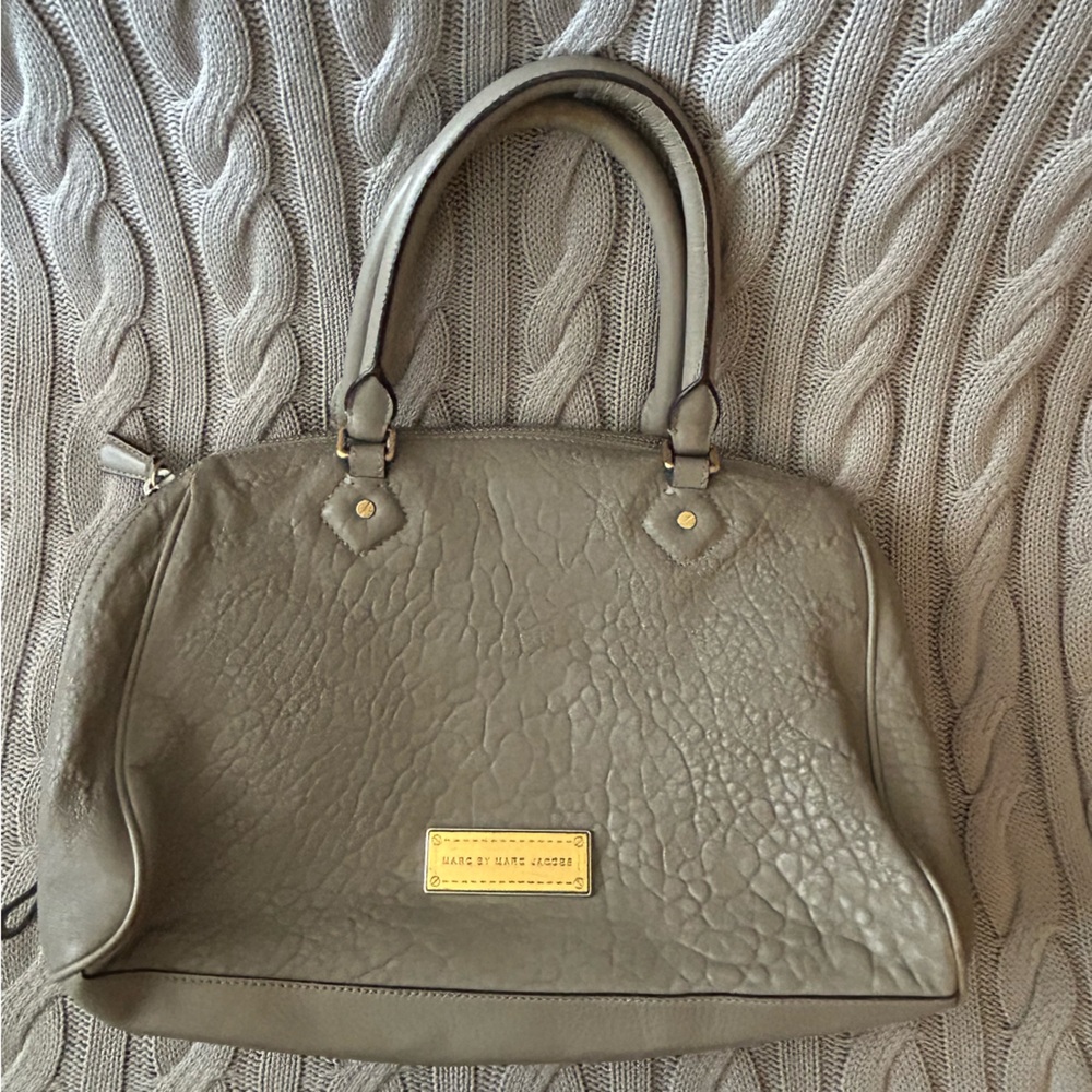 Marc By Marc Jacobs Gray Leather Tote with Gold Hardware